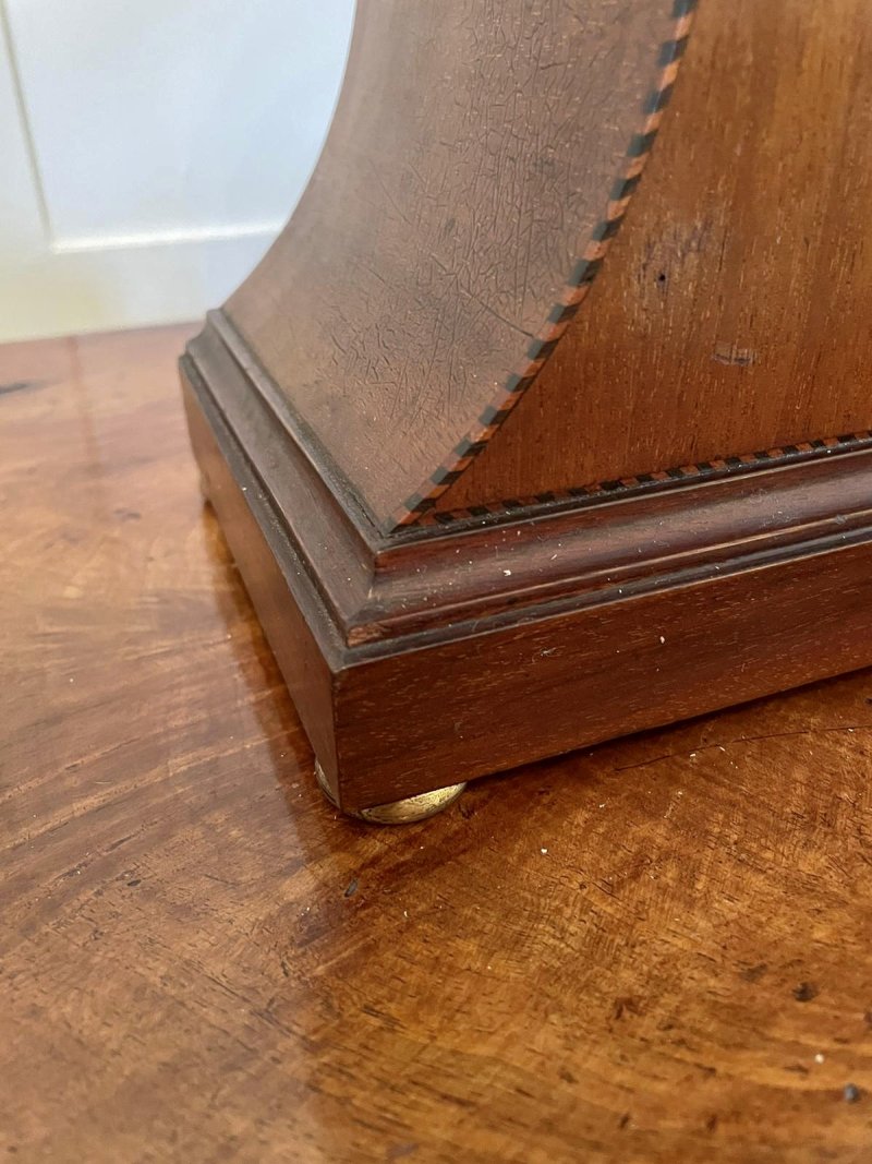 Large Antique Edwardian Inlaid Mahogany Balloon Shaped Mantel Clock - Image 7